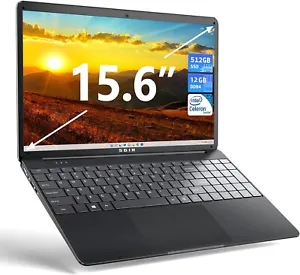 SGIN 15.6" Laptop 12GB RAM 512GB SSD Intel Celeron Quad-Core 2.90 GHz HD 1080P - Picture 1 of 18