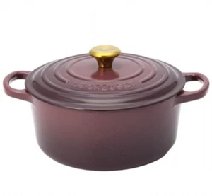 Le Creuset Cocotte Ronde 22cm Fig Cast Enamel Pot Gas IH Oven From Japan NEW - Picture 1 of 20