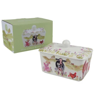 Plato de mantequilla The Leonardo Collection China animales de granja regalo en caja - Imagen 1 de 5
