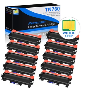 10PK TN760 Black Toner Cartridge For Brother DCP-L2550DW HL-L2390DW With Chip - Picture 1 of 23