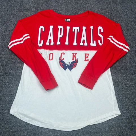 Washington Capitals Top Womens Size M Medium Red White Long Sleeve T Shirt NHL Cover