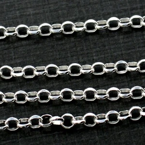 Sterling Silver Bulk Jewelry Making Chain by foot-3.2mm Diamond Cut Rolo Chain - Picture 1 of 3