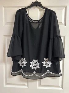 Umgee+ USA orlo nero trasparente ricamato stile XL # WA9995 elegante - Foto 1 di 10