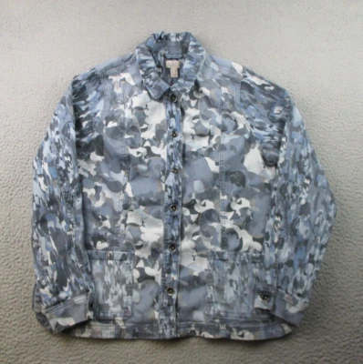 LOGO by Lori Goldstein Jacket Womens 6 Blue Jean Chore Pocket Button Trucker - Image 1 of 4