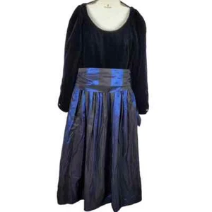 Laura Ashley Samt tief V-Ausschnitt langärmeliges Kleid Größe 12 - Bild 1 von 14