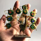 VINTAGE Tole RARE ENAMEL METAL PEACOCK  FIGURINE COLORFUL DESIGN