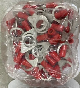 BM 00143,Insulated Ring Lug,0.25-1.5mm2/22-16 AWG,M10/3/8" Stud,Red,100 Pc's PKT - Picture 1 of 9