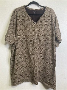 Catherines Blouse Sz 4X 30/32 Floral Paisley Chocolate Brown Relaxed Tunic Top - Picture 1 of 3
