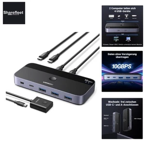 USB C Switch 2PC 10Gbps USB Switch 3.2 2 In 4 Out mit Desktop Kontroller USB ... - Bild 1 von 10