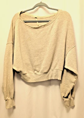 Free People S nuevo sin etiquetas gris sudadera flecos cuello grande Foto 1 de 4