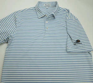 Large Peter Millar Summer Comfort Striped Golf Polo Shirt Point O Woods - Picture 1 of 6