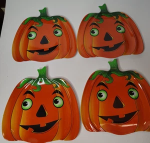Totally Ghoul Melamine K Mart Jack O Lantern Halloween plates set of 4 NOS - Picture 1 of 3