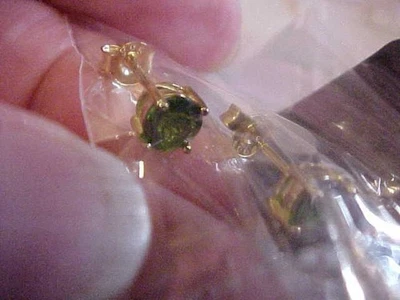 2pr 18K золото более 925 хром диопсид серьги-гвоздики JTV желтый + белое золото новый - Изображение 1 из 4