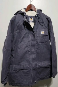 Carhartt Hooded Jacket Womens XXL (20)  Sherpa Lined Blue Jacket Coat - Picture 1 of 7