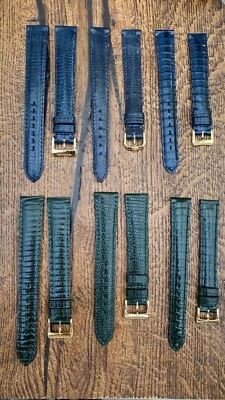 CORREA RELOJ RAYMOND WIL 100% GENUINA CUERO LAGARTO AZUL VERDE 14, 16, 17, 18MM Foto 1 de 3