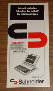 Seltene Werbung SCHNEIDER PortableAT Laptop Personal Computer 1988 - Bild 1 von 1