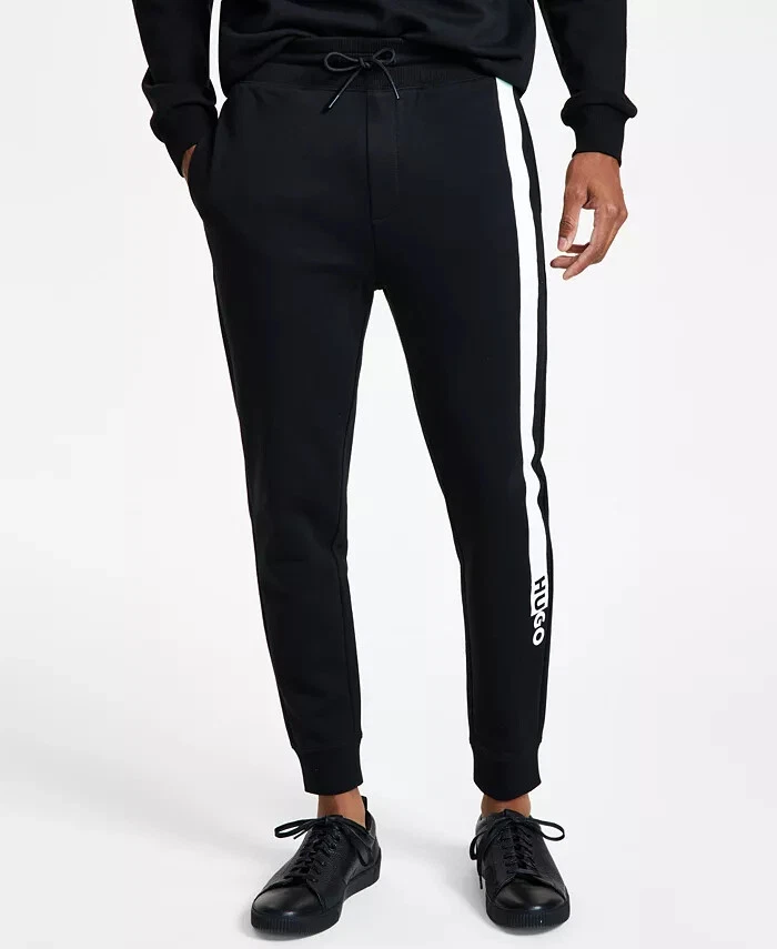 Pantalones deportivos Hugo By HUGO BOSS negros con logotipo de desxray a rayas con cordón NUEVOS 2XL XXL Foto 1 de 1