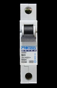 PROTEUS 40 AMP CURVE B 6 kA MCB CIRCUIT BREAKER GEYER 640B1 - Picture 1 of 6