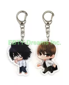 Set 2 Portachiavi Death Note Anime Acrilico L Lawliet Light v2 - Foto 1 di 2
