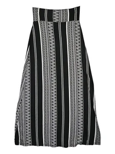 Charlotte Russe Women Size M Long Skirt Black & White Print Soft Rayon Fabric - Picture 1 of 13