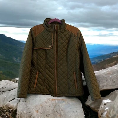 Laura Scott Quilted Jacket Dark Green Brown Women's Size Large- - Image 1 of 4