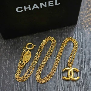 CHANEL vergoldet CC Logos Charm Vintage Kette Halskette Anhänger #868c Rise-on - Bild 1 von 6