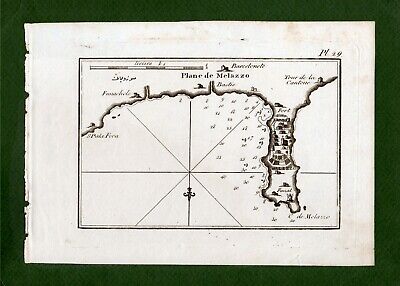 ST-IT MILAZZO (Messina) -Plane De Melazzo ROUX 1795~ CARTA NAUTICA + Profondità • 24€