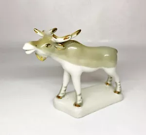 Porcelain figurine Elk gold plated - soviet vintage statuette USSR - Picture 1 of 10