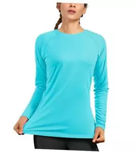 Women's Long Sleeve UPF 50+ UV Sun Protection Shirts Rash Guard Medium Blue - Picture 1 of 7