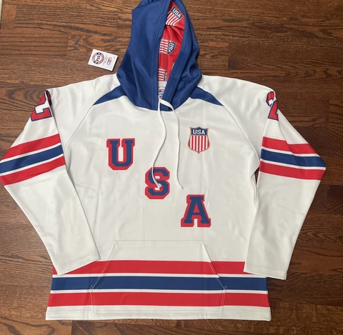 NEW USA Hockey Miracle on Ice 1980 Hoodie Team USA Hockey Product Large White Cover