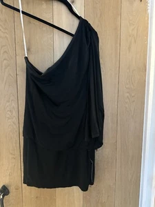 Principles Asymmetric Tunic Top, Off The Shoulder Black Silky Size 16 - Picture 1 of 9