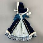 Victorian Style Doll Gown Dress Outfit Clothing Blue Velvet Fur Cape Lace Gold