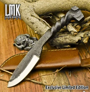 LMK Forged Rail Road Knife AUS-10 Steel Carbon Engraving Fishing Limited Edition - Picture 1 of 8