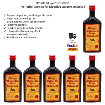 Naturland Amari Svedesi con 40 Estratti di Erbe, Non Gusto Amaro 500ml x 6 - Immagine 1 di 4