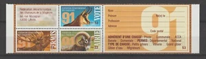 France Revenue Stamp Fiscal Fiscaux Permis Chasse Hunting License 1991 complete - Picture 1 of 1