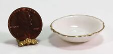Dollhouse Miniature Large White Ceramic Bowl Trimmed in Gold