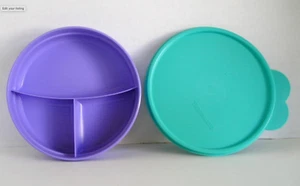 Tupperware Geteilte Schale für Baby oder Kleinkind Lila mit türkisfarbenem Siegel Neu - Bild 1 von 1