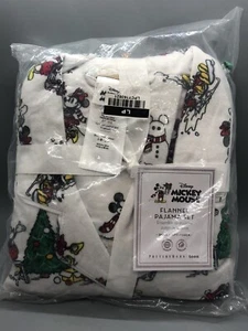 NWT Pottery Barn Teen Mickey Mouse Disney Christmas Flannel Pajamas Set Small - Picture 1 of 10