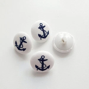 4 Stoff Knöpfe mit Anker Motiv 18mm maritime Knöpfe mit Schlaufe Jacke Mantel - Bild 1 von 3