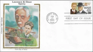 Lawrence And Elmer Sperry Pioneers Aviation Airmail USA Colorano Silk FDC 1985 - Picture 1 of 1