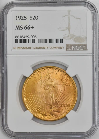 1925 $20 Saint Gaudens MS66+ NGC 946270-44 Cover