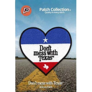 Don't Mess With Texas Patch Heart Shape Embroidered Iron On - Picture 1 of 3