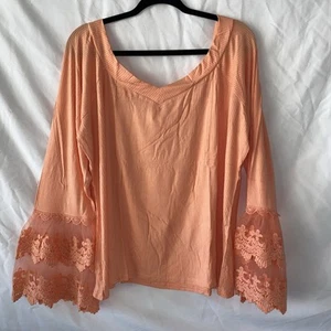 Blusa de encaje Venus Top Melocotón Coral Manga Campana Nueva sin etiquetas 3x Para mujer Plus - Imagen 1 de 5