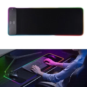 LED Gaming Mouse Pad with 15W Wireless Charging LED Mouse Mat Large Mousepad - Afbeelding 1 van 10
