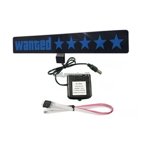 LED Blue Wanted 5Star Glow Panel Electric Window Sticker Flash Light - Picture 1 of 4