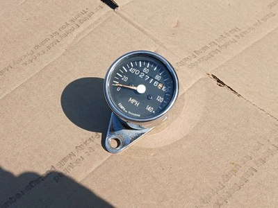hd15 Mini Speedo Black Motorcycle Mechanical 140MPH Speedometer chopper  - Image 1 of 4