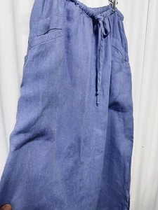 FLAX Linen Pocketed Drawstring Skirt Generous Minimalist Lavender Maxi Size L - Picture 1 of 8