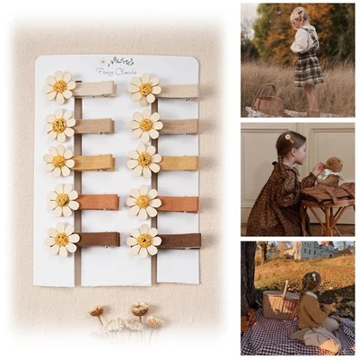 10 PCS Assorted Flower Daisy Fabric Fully Lined Alligator Hair Clips Girls - Image 1 of 4