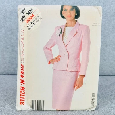 McCalls 2324 Lined Jacket and Straight Skirt Misses Size 8 12 Sewing Pattern - Image 1 of 4