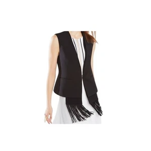 BCBG Max Azria Vest Black Fringe XS Sleeveless Party Cocktail Career - Picture 1 of 8